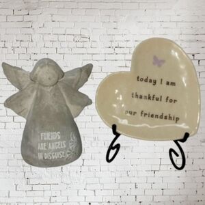 ANGEL AND HEARTFELT DECORATIVE PLATE AND EASEL